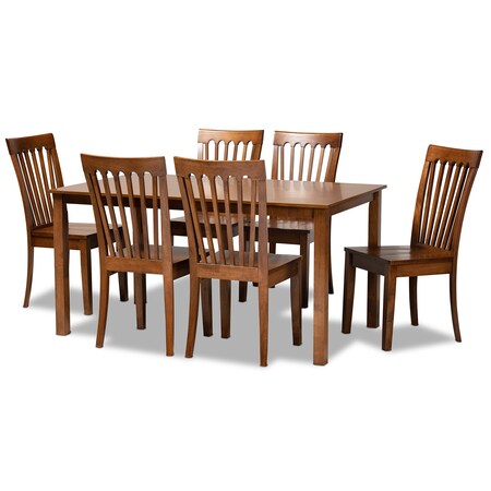 Baxton Studio Erion Modern and Contemporary Walnut Brown Finished Wood 7-Piece Dining Set 184-11427-10520-Zoro